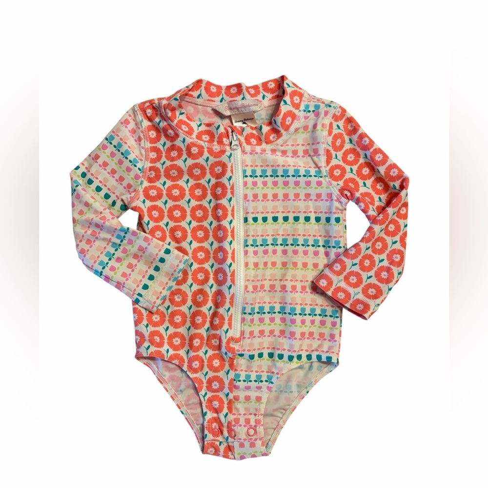 Tommy Bahama Coral Floral & Multicolor Stripe Long-Sleeve Rashguard